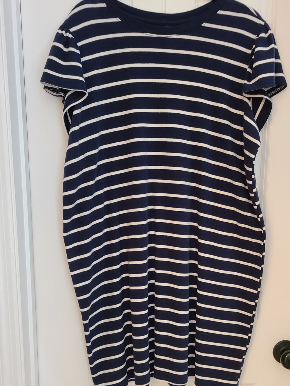 Time and Tru Navy and White Striped Midi Dress